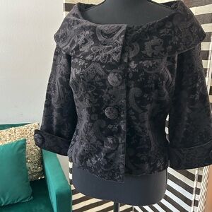 Kenar Black Plush Cropped Jacket